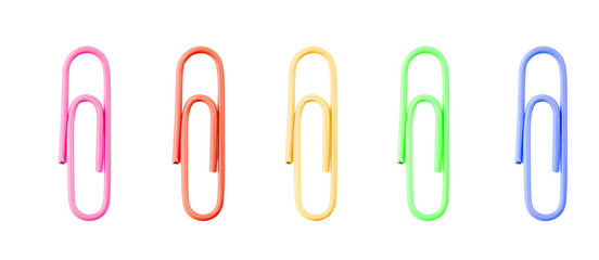 pink paper clip isolated on white