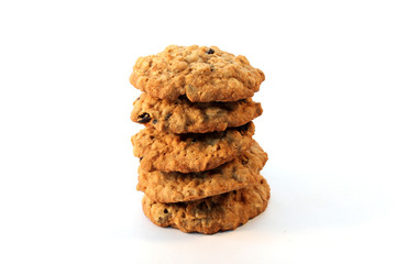 Stack of home made oatmeal raisin cookies