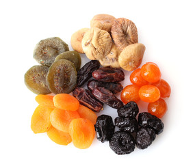 Dried fruits isolated on white