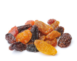 Heap of raisin on a white background