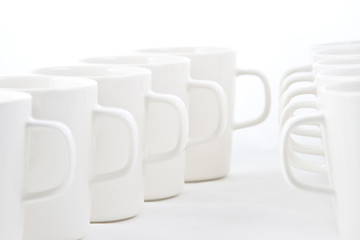 Line of white cups