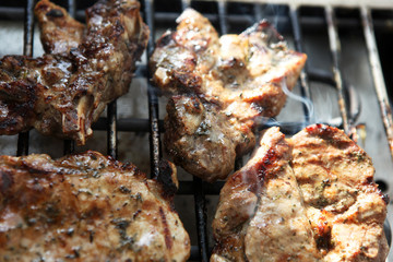 Grilled pork steaks