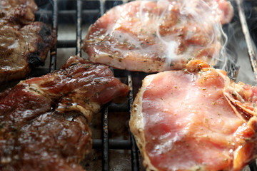 Grilled pork steaks