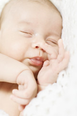 closeup of sleeping newborn baby