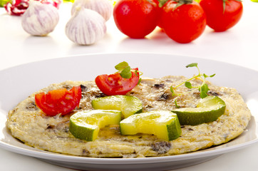 omelette with courgette and tomato