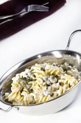 pasta salad with mayonnaise and peas