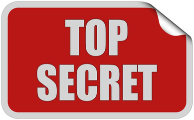 Sticker rot eckig curl oben TOP SECRET