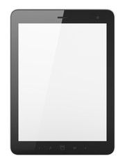 Black tablet pc on white background