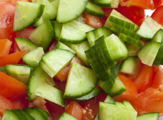 cut tomatoes and cucumbers