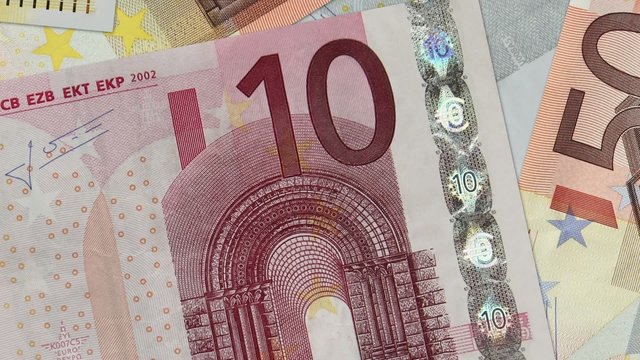 Euro bills scrolling