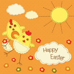 Easter background with stylized chicks