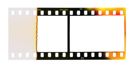 35 mm filmstrip, picture frames, free copy space isolated on whi