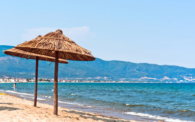 Beautiful photo a summar vacation with  beach and mountains