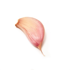 French pink or rose garlic on a white studio background.