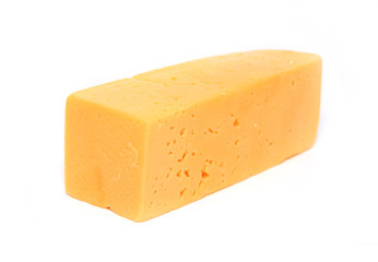 yellow cheese on white background