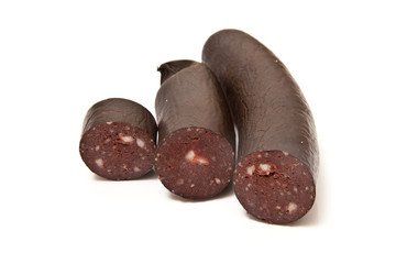 Black pudding sausage isolatedon white.