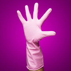 Obraz premium pink rubber gloves