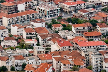 Fototapeta na wymiar Aerial view of a village with small houses