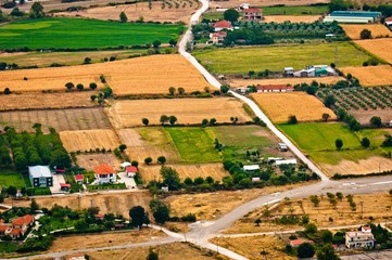 Obraz premium Aerial view of green fields