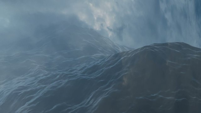 Maritime storm with rough seas and cloudy skies