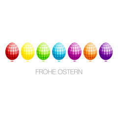 Osterkarte 7 Ostereier Karo bunt