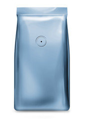 blue silver foil bag with air valve