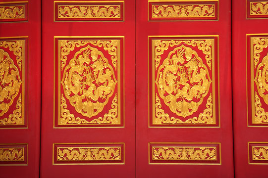 Image on the door in Chinese temple.