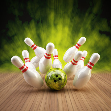 Bowling Strike grün