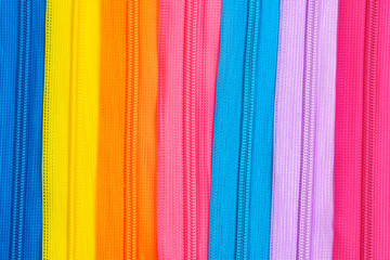 Multicolored zipper closeup