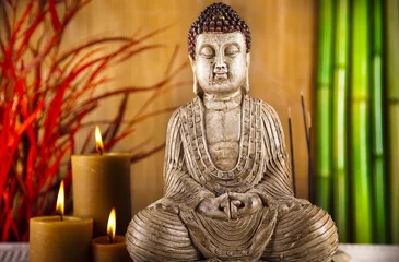 Crédence de cuisine en verre imprimé Bouddha Statue de Bouddha dans une méditation