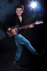 Fototapeta premium Cool man with electric guitar