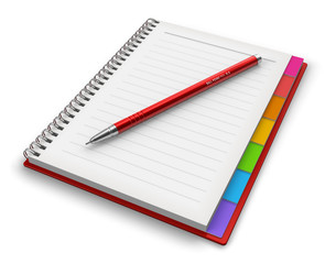 Office notepad with ballpoint pen