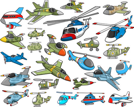 Aircraft Transportation Vector Illustration Set