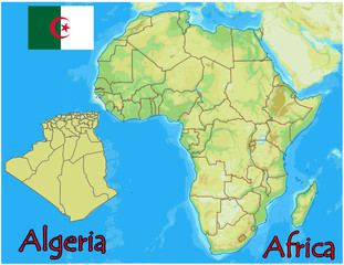 algeria africa map flag emblem