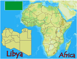 libya africa map flag emblem