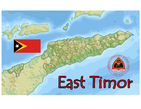 east timor asia map flag emblem