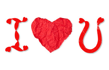 i love u crumpled paper