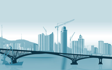 bridge and city modern building