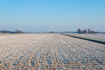 The first snow on the Dutch fields