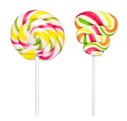 Two colorful lollipop isolated on white
