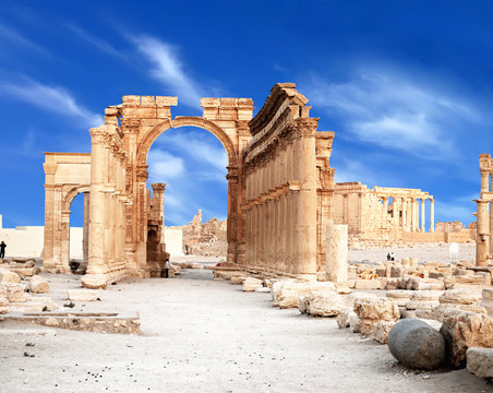 Ancient Roman time town in Palmyra, Syria.