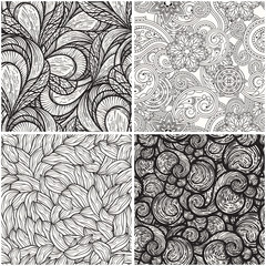 vector set with monochrome seamless  patterns