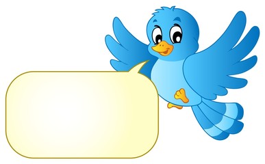 Blue bird with comics bubble