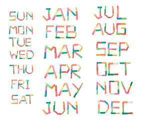 plasticine day and month set of calendar
