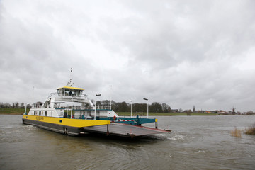 Ferryboat on the Rhine near Wijk bij Duurstede