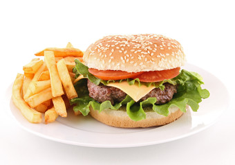 isolated hamburger