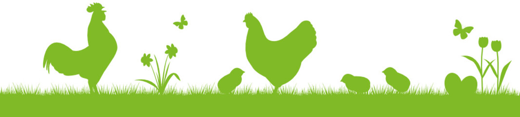 Hahn Huhn Henne Küken Silhouette Ostern
