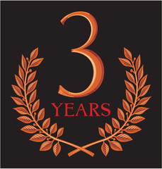 golden laurel wreath 3 years