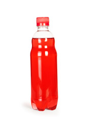 Red water bottle isolated on white background