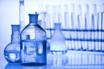 Blue chemistry vials, Laboratory